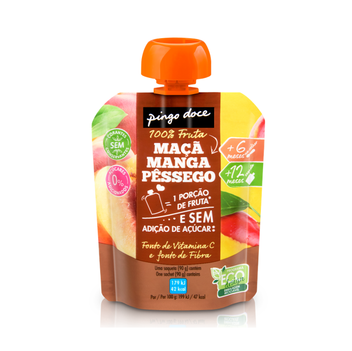 Bolsa de Fruta Maçã, Manga e Pêssego