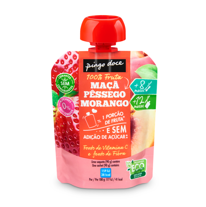 Bolsa de Fruta Maçã, Pêssego e Morango