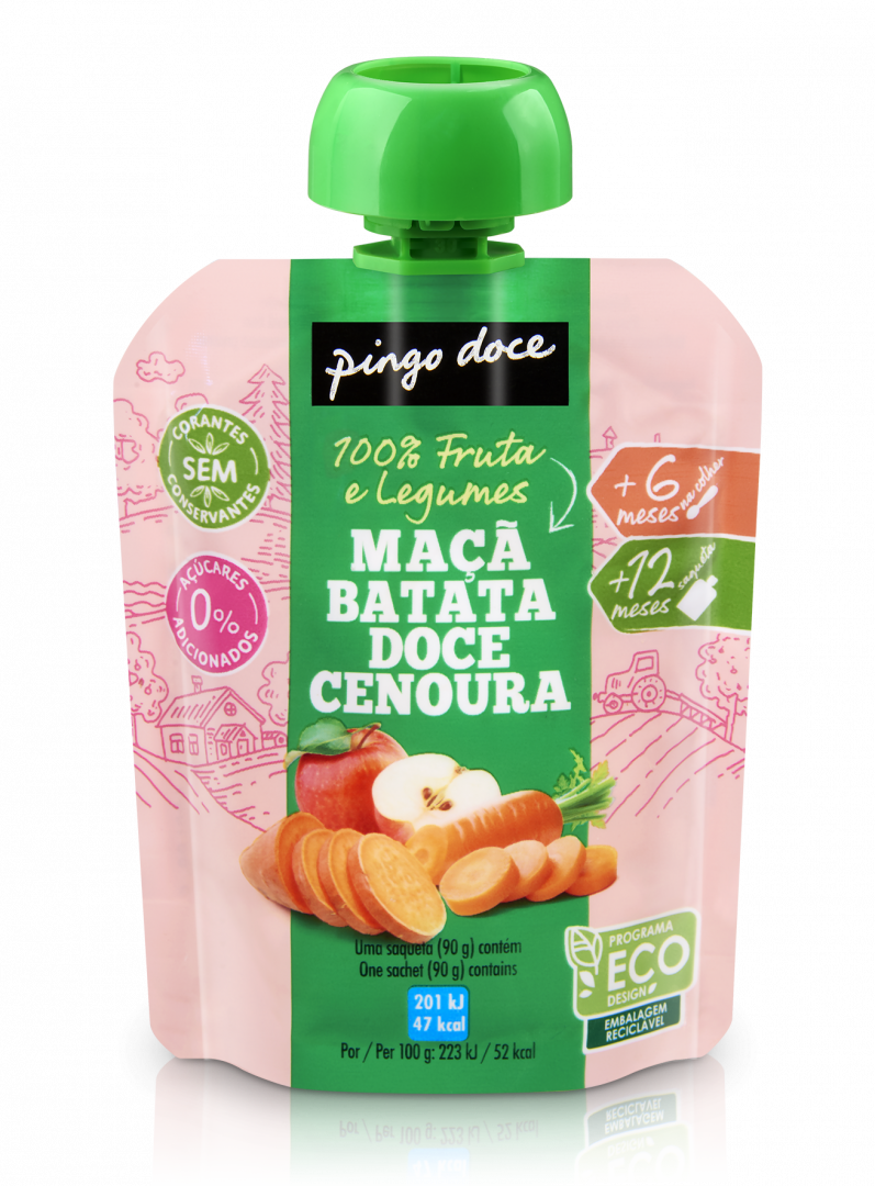 Bolsa de Fruta Maçã, Batata Doce e Cenoura