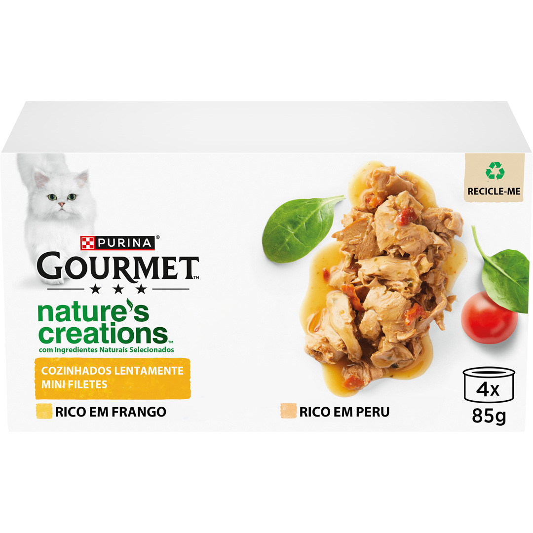 Comida Húmida Para Gato Nature's Creations Com Frango E Peru Purina Gourmet 340 g