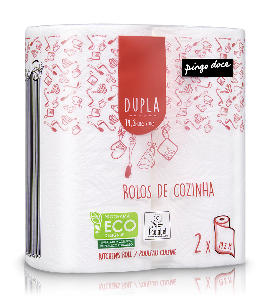 Rolo de Cozinha 2 Folhas Compacto 2=4 Rolos