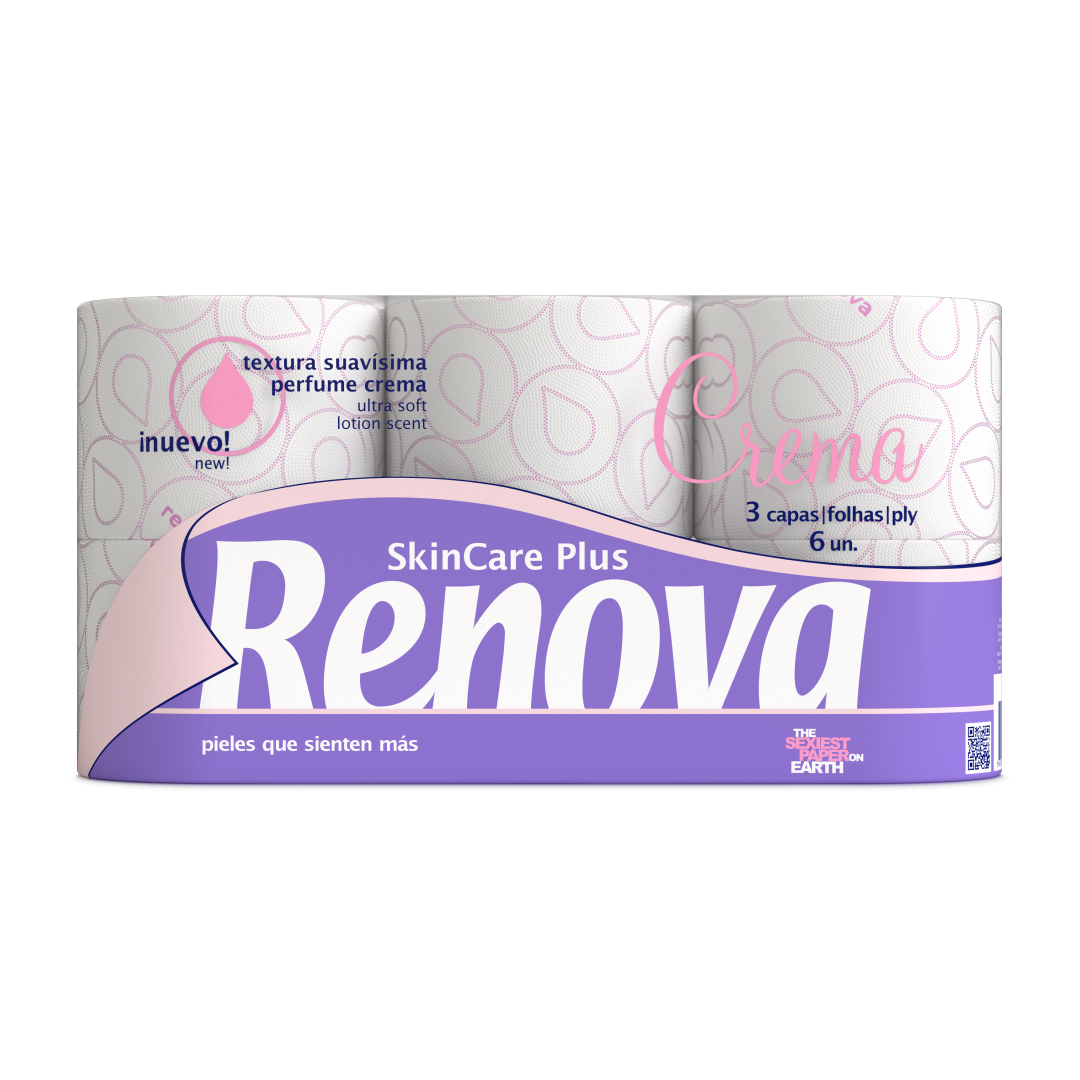Papel Higiénico 3 Folhas Skin Care Plus Crema Renova 6 un