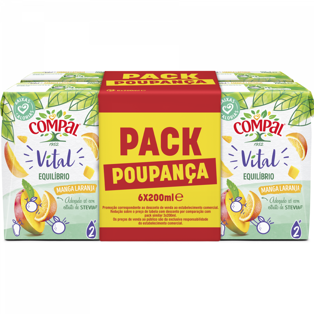 Néctar Manga E Laranja Com Stevia Compal Vital Equilíbrio 1,2 L