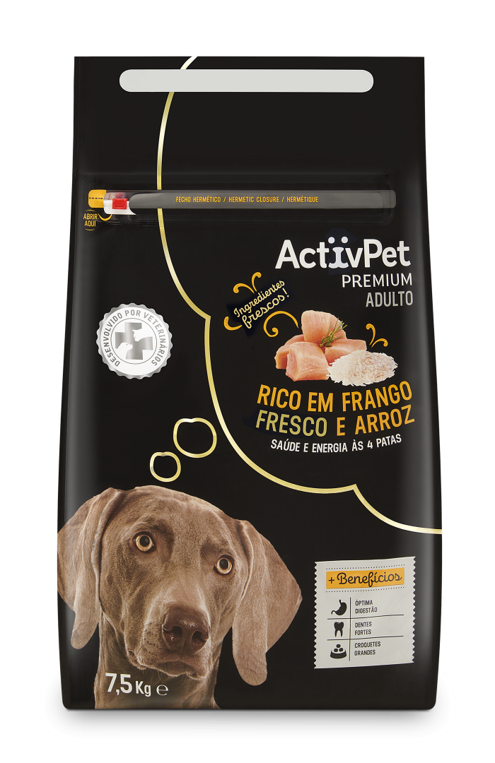 Comida Seca Para Cão Adulto Premium Com Frango E Arroz Activpet 7,5 kg