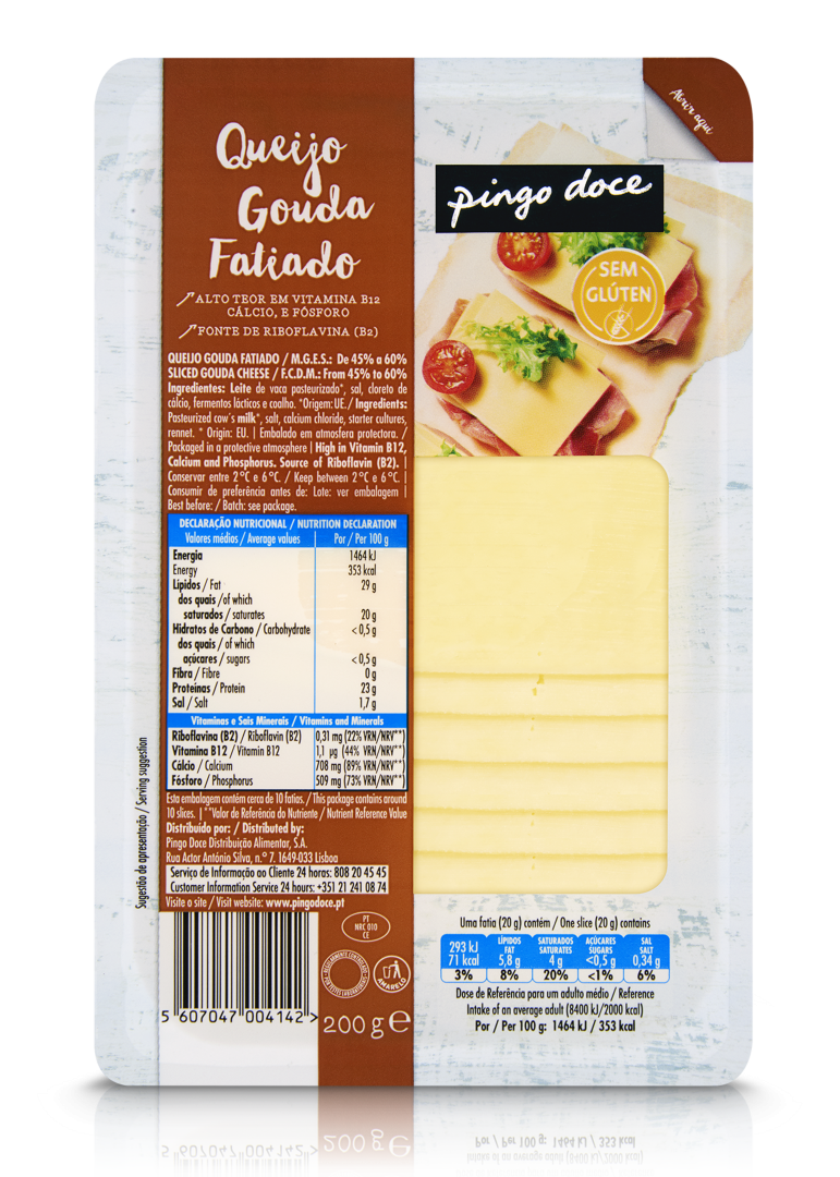 Queijo Gouda Fatiado