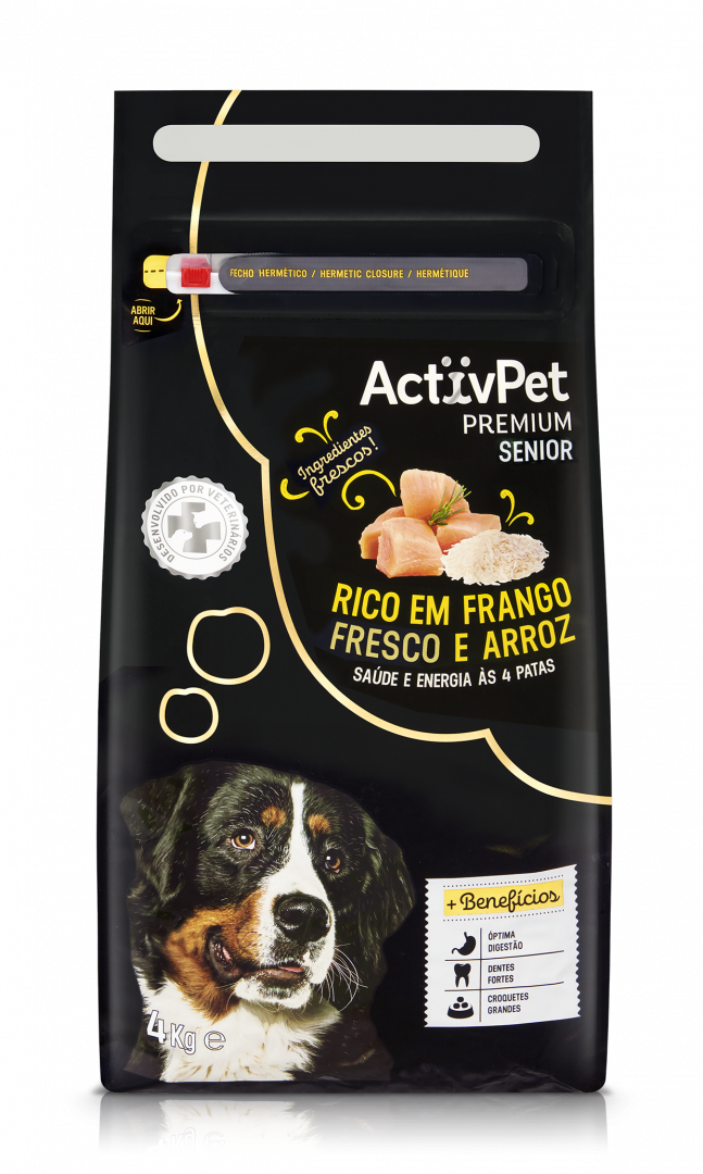 Comida Seca Para Cão Sénior Premium Com Frango E Arroz Activpet 4 kg