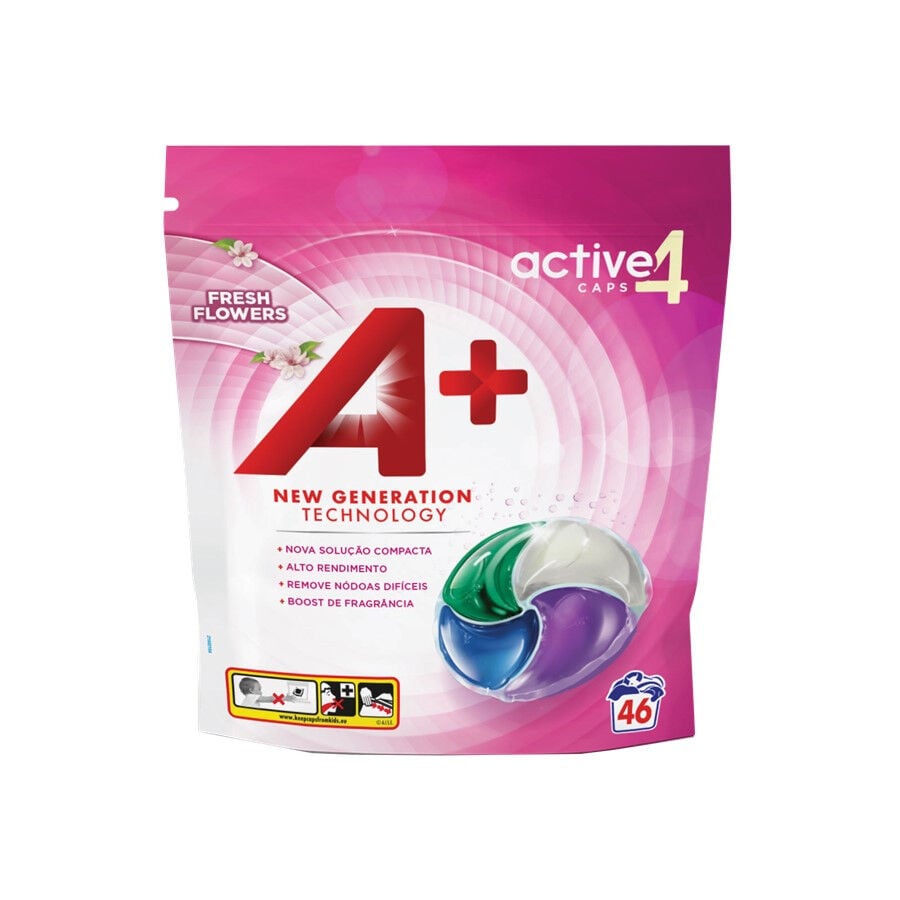 Detergente Máquina Roupa Cápsulas Active 4 Fresh Flowers A+