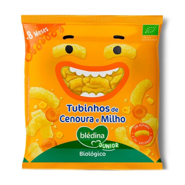 Snack Infantil Tubinhos de Cenoura e Milho Bio
