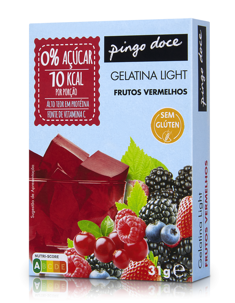 Gelatina em Pó de Frutos Vermelhos 0% Açúcar