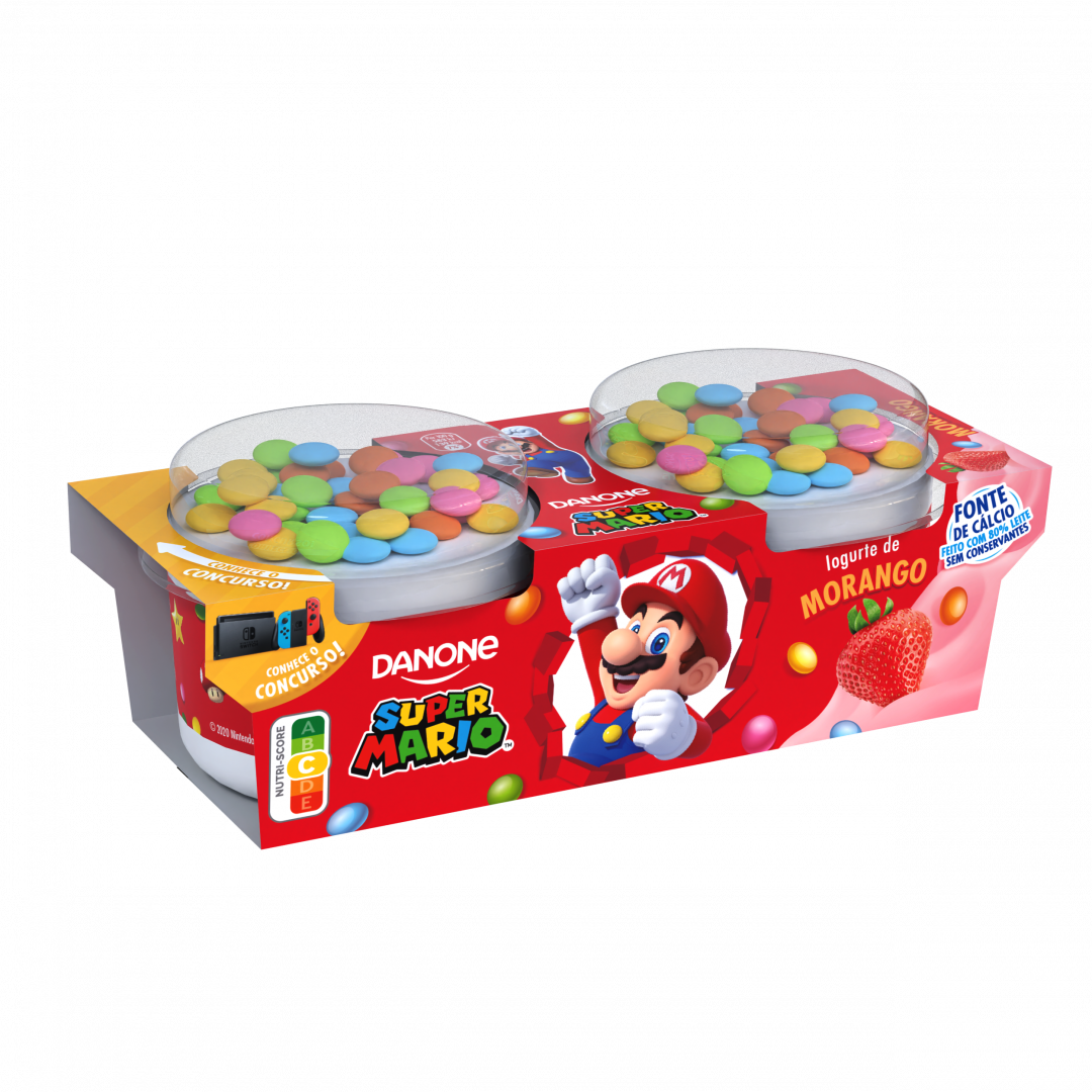 Iogurte Morango com Drageias Super Mário Pack 2