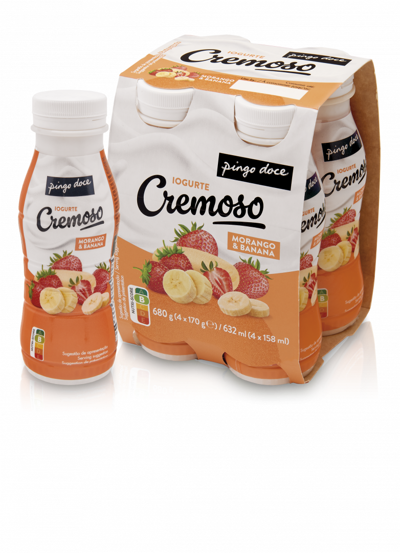 Iogurte Líquido Cremoso Morango e Banana Pack 4
