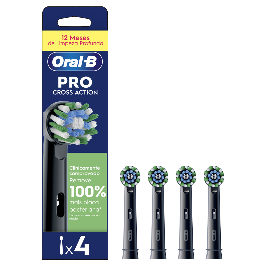 Recargas Escova de Dentes Elétrica Pro Cross Action Preta Pack 4