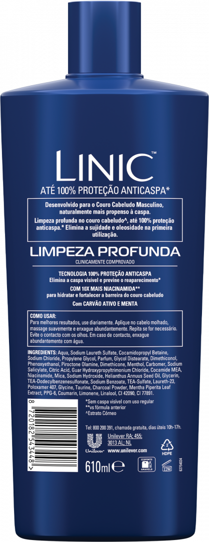 Champô Anticaspa Limpeza Profunda Linic Men 610 ml