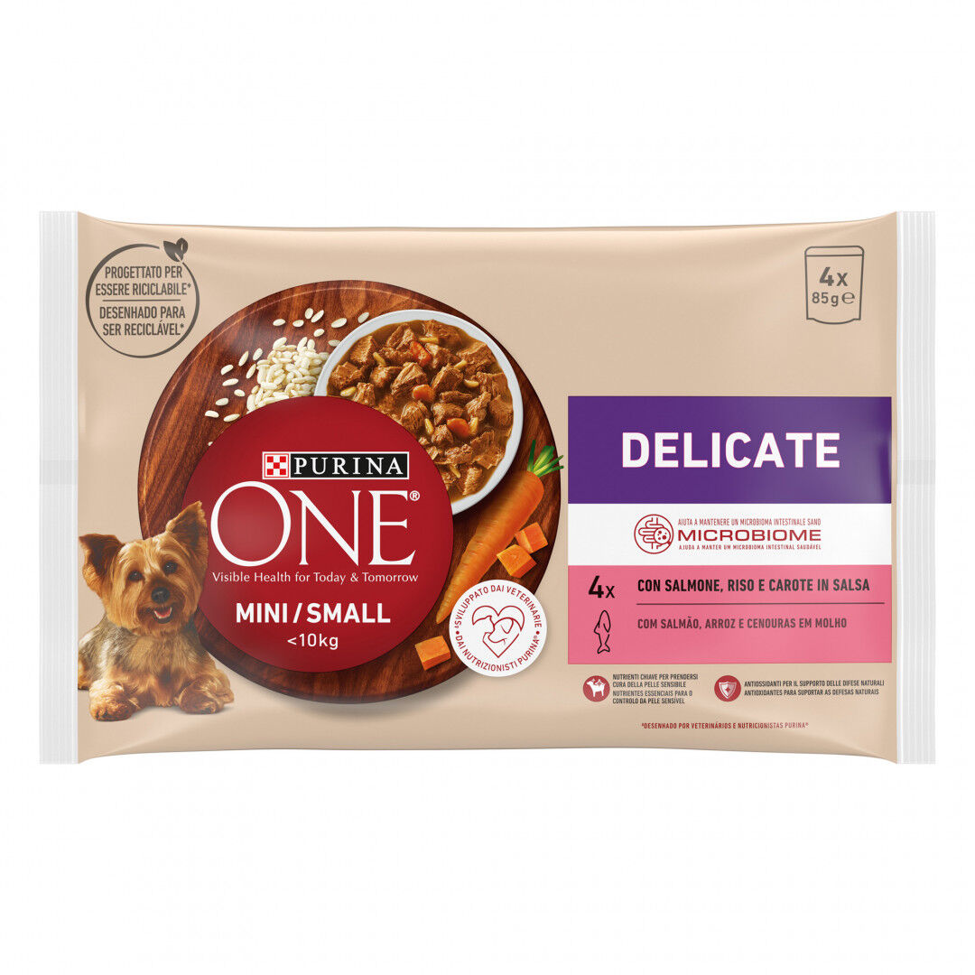 Comida Húmida Para Cão <10kg Delicate Com Salmão Purina One 340 g