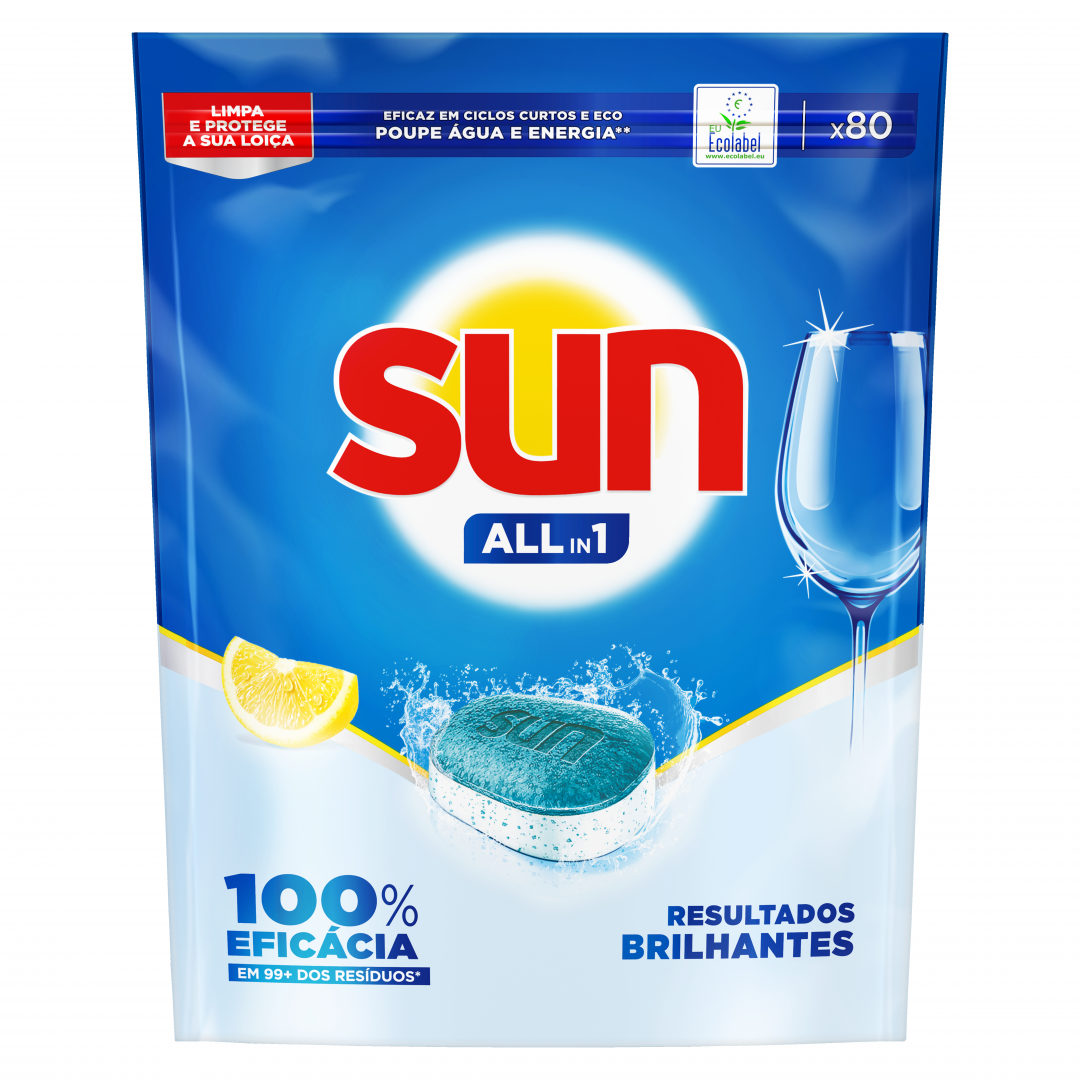 Detergente Loiça Máquina Sun All In One Limão 80pastilhas 80 un