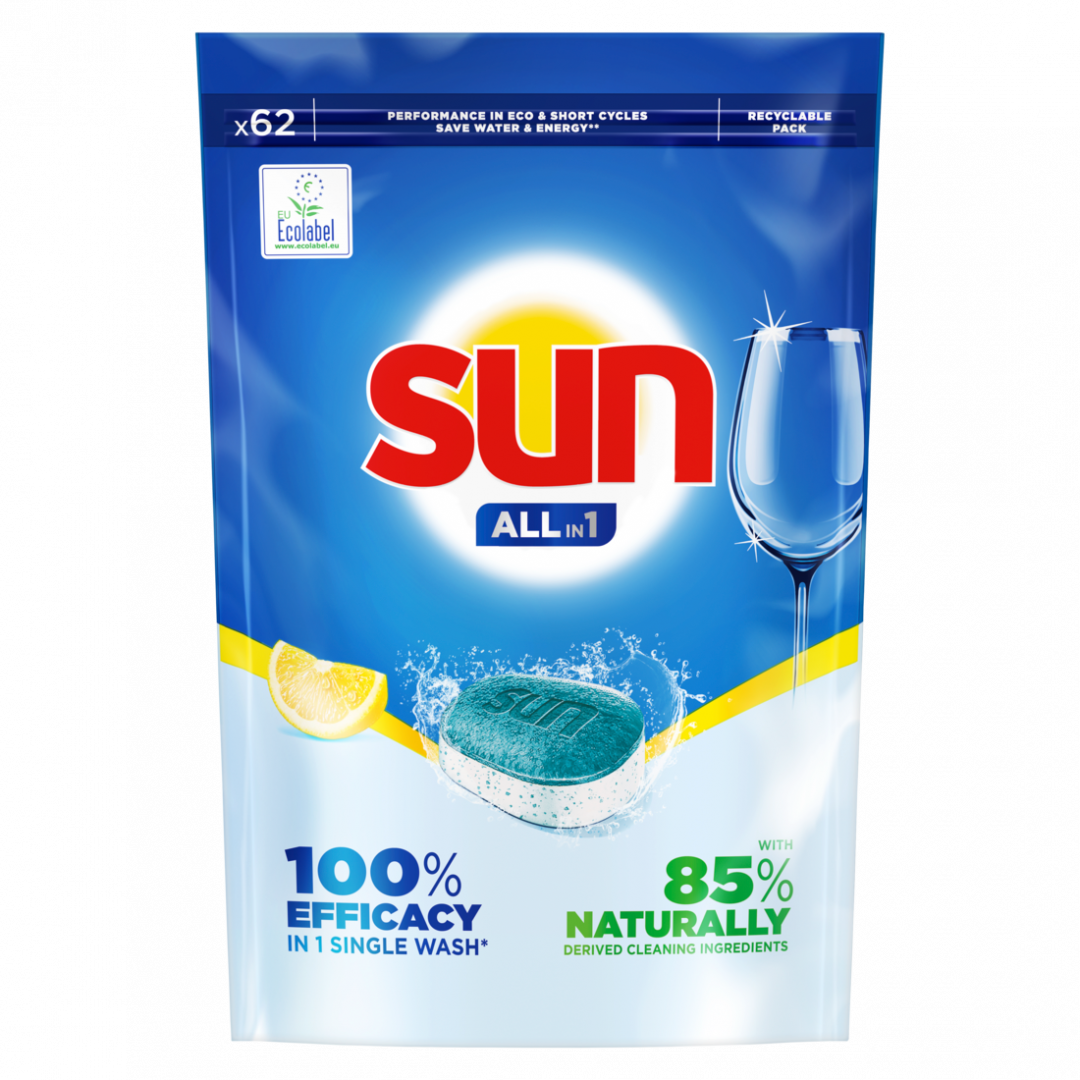 Detergente Pastilhas Máquina Loiça All in 1 Limão Sun