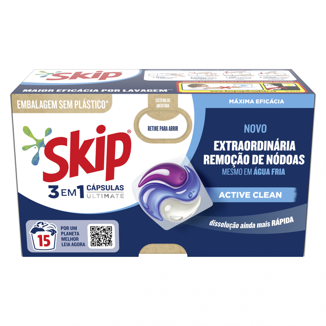 Detergente Máquina Roupa Cápsulas Active Clean Skip
