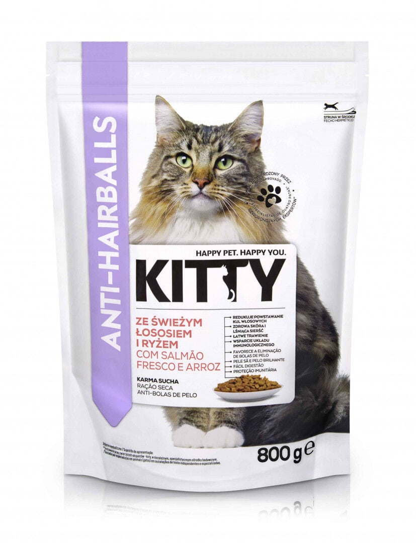 Comida Seca Para Gato Anti-Bolas De Pêlo Com Salmão Kitty 800 g