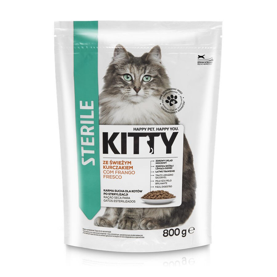 Comida Seca Para Gato Esterilizado Com Frango Kitty 800 g