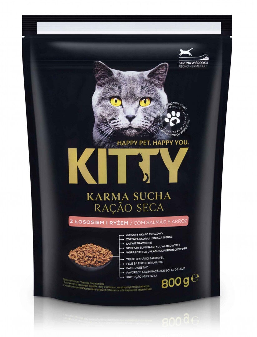 Comida Seca Para Gato Com Salmão E Arroz Kitty 800 g