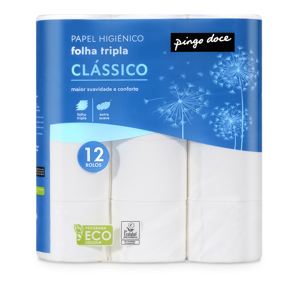 Papel Higiénico Liso 3 Folhas 12 Rolos