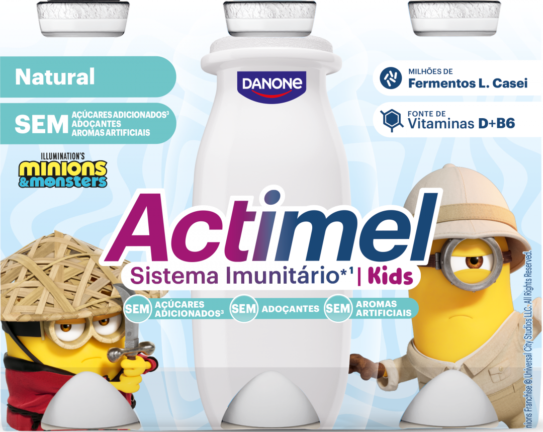 Iogurte Líquido Defesas Infantil Natural Sem Açúcar Pack 6 Actimel Danone 600 ml