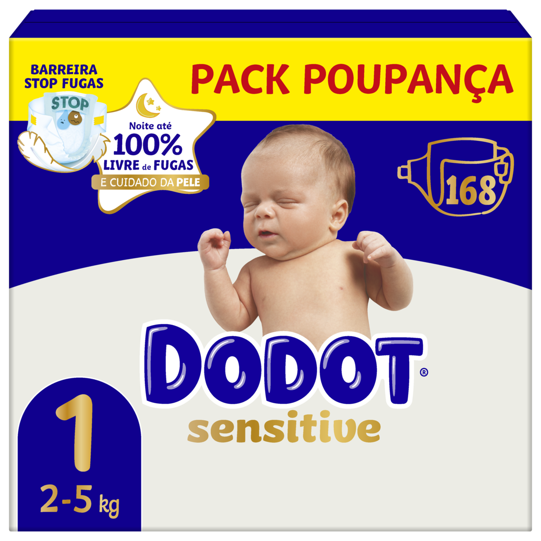 Fraldas Sensitive T1 2-5kg Dodot 168 un