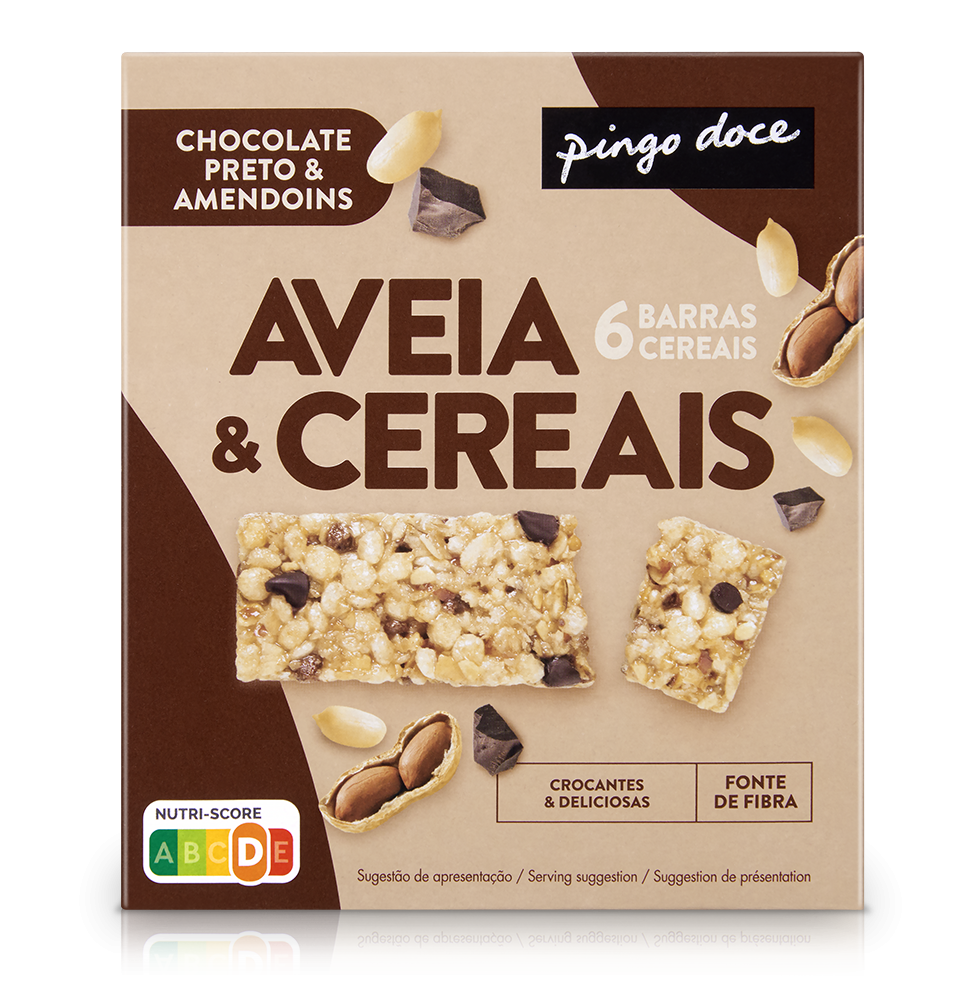 Barras de Aveia e Cereais com Chocolate Preto e Amendoins