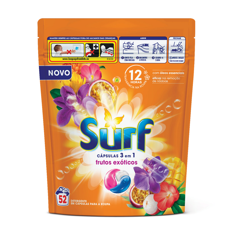 Detergente Máquina Roupa Cápsulas Frutos Exóticos Surf