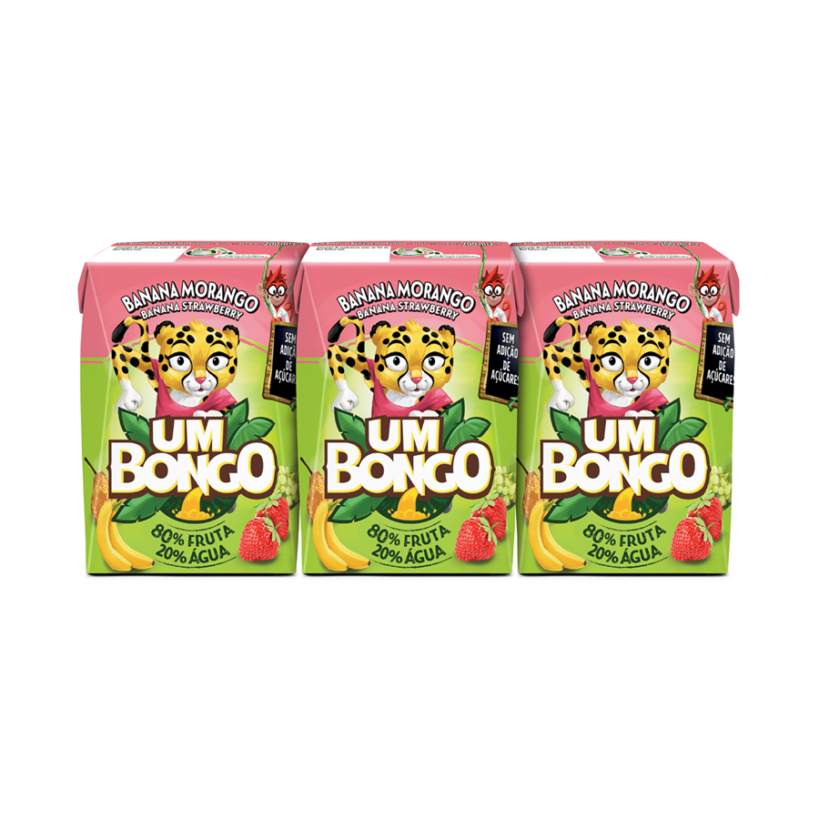 Néctar De Banana E Morango Pack 3 Um Bongo 600 ml