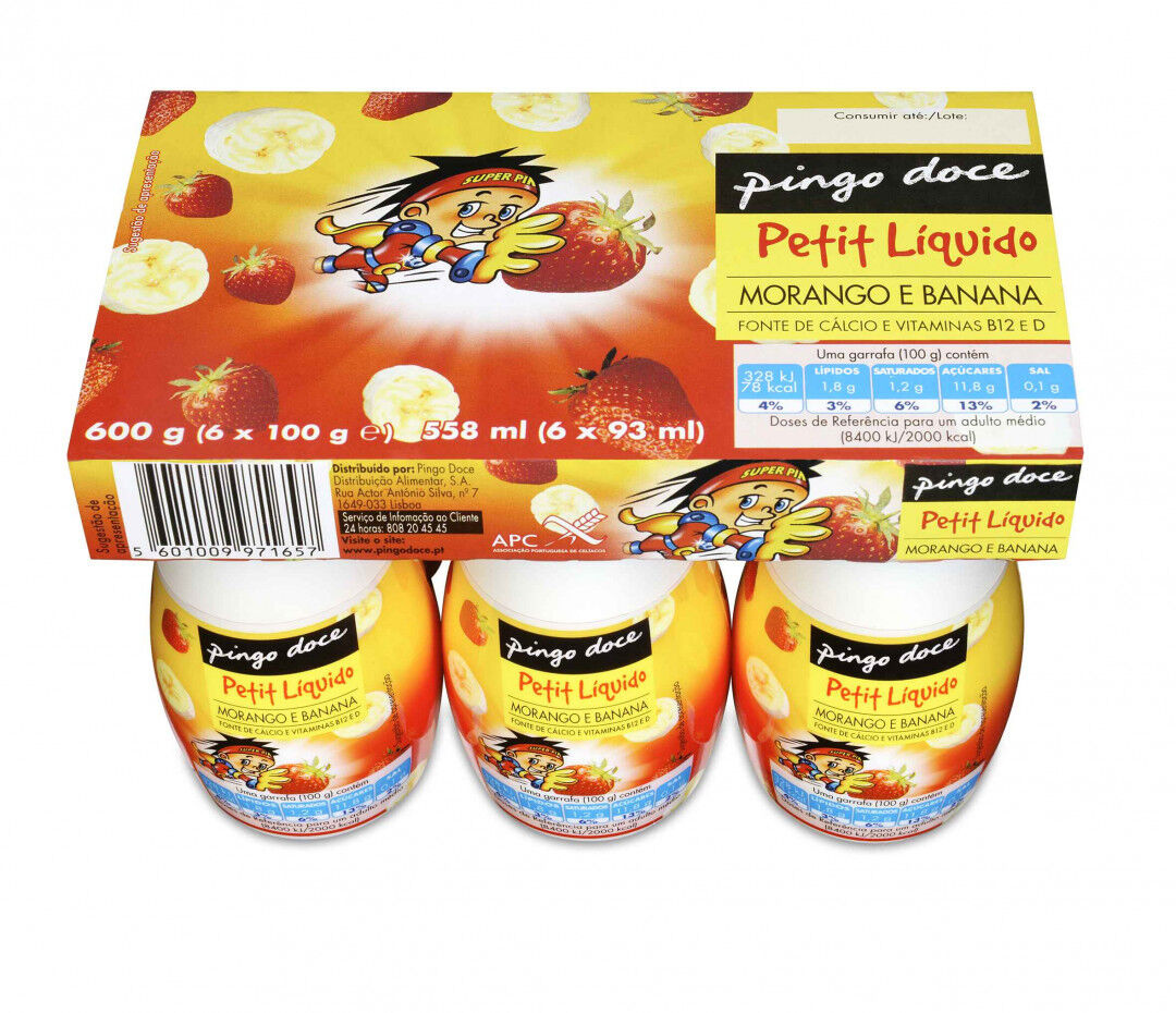 Iogurte Líquido Petit Morango e Banana Pack 6