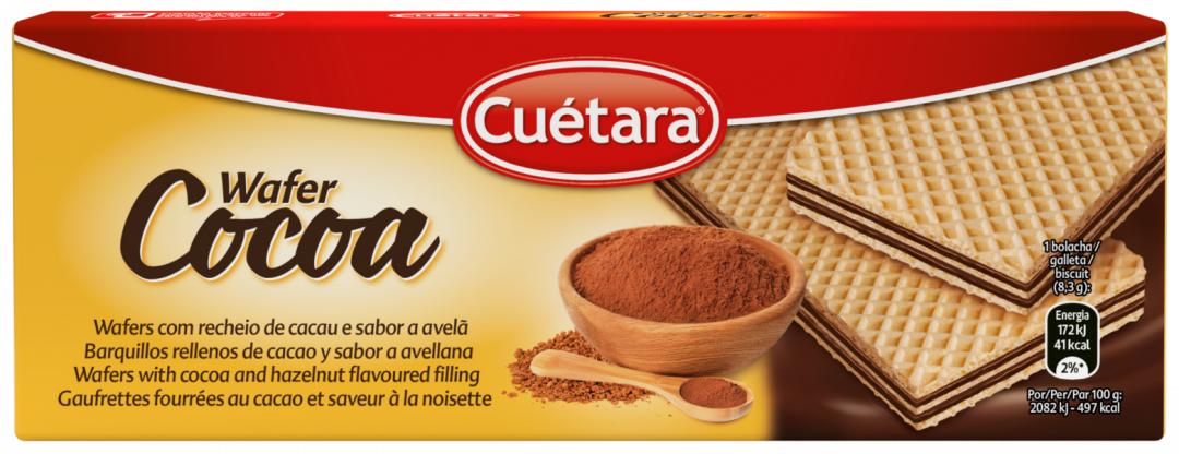 Bolachas Wafers com Recheio de Cacau e Avelã