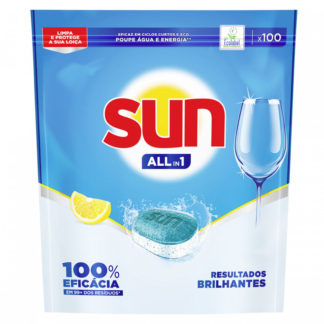 Pastilhas Para Máquina Loiça All In 1 Limão SUN 100 un