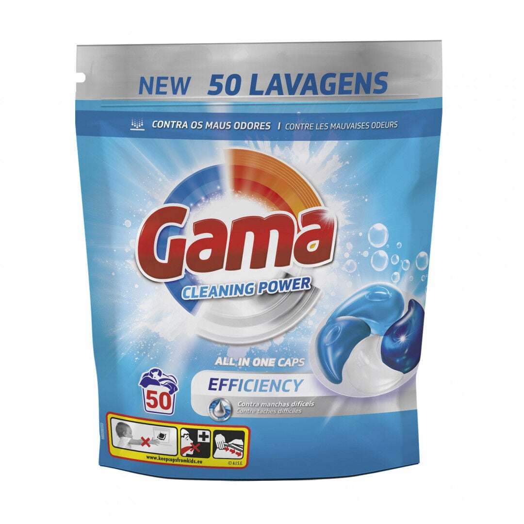 Detergente Máquina Roupa Cápsulas Efficiency Gama 50 un