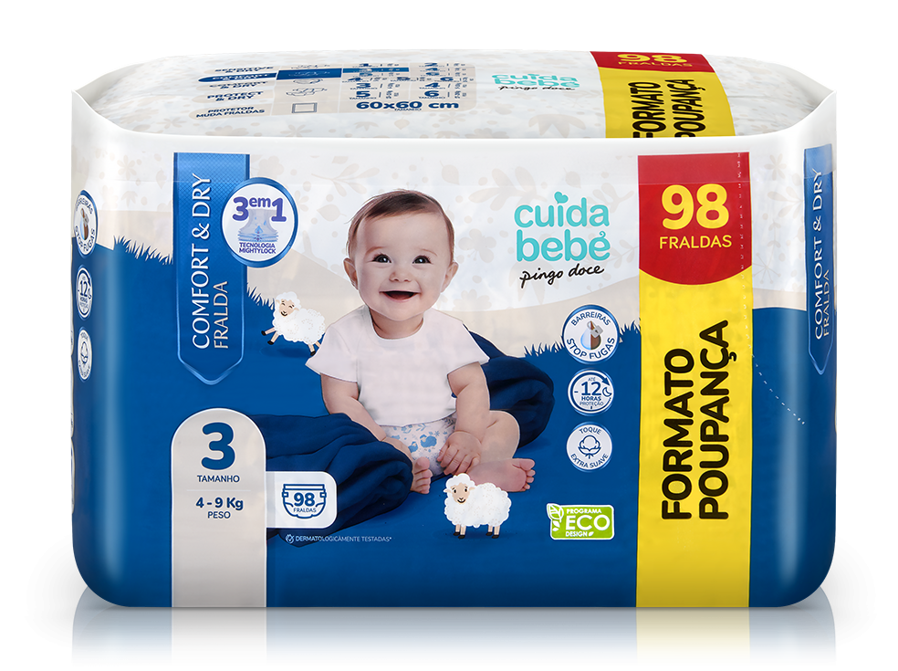 Fraldas Comfort&Dry 4-9kg T3