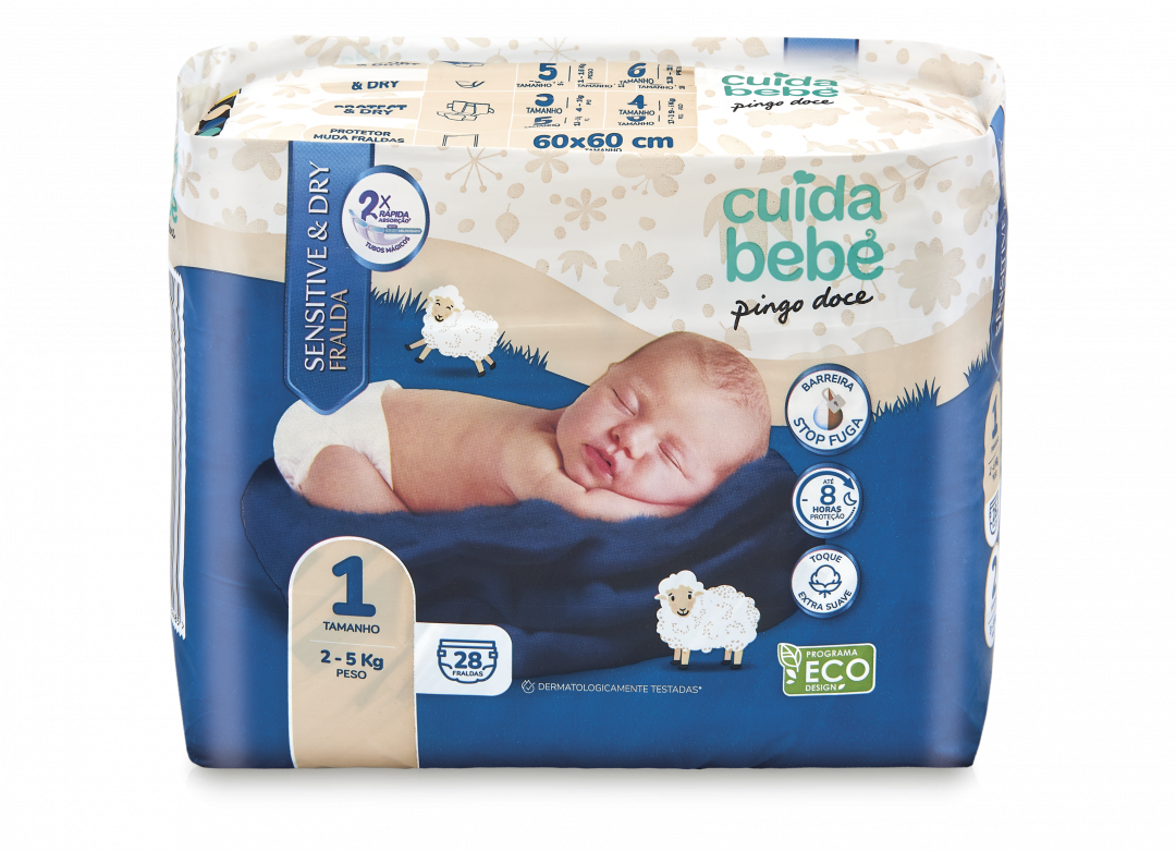 Fraldas Sensitive&Dry 2-5kg T1