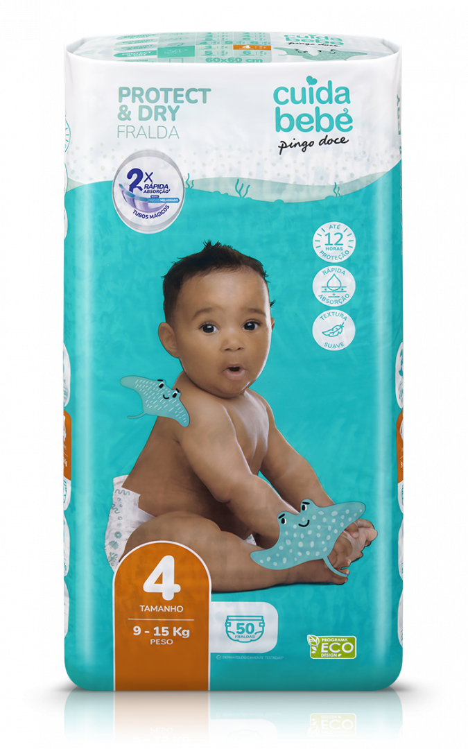 Fraldas Comfort&dry 7-14kg T4 Cuida Bebé 50 un