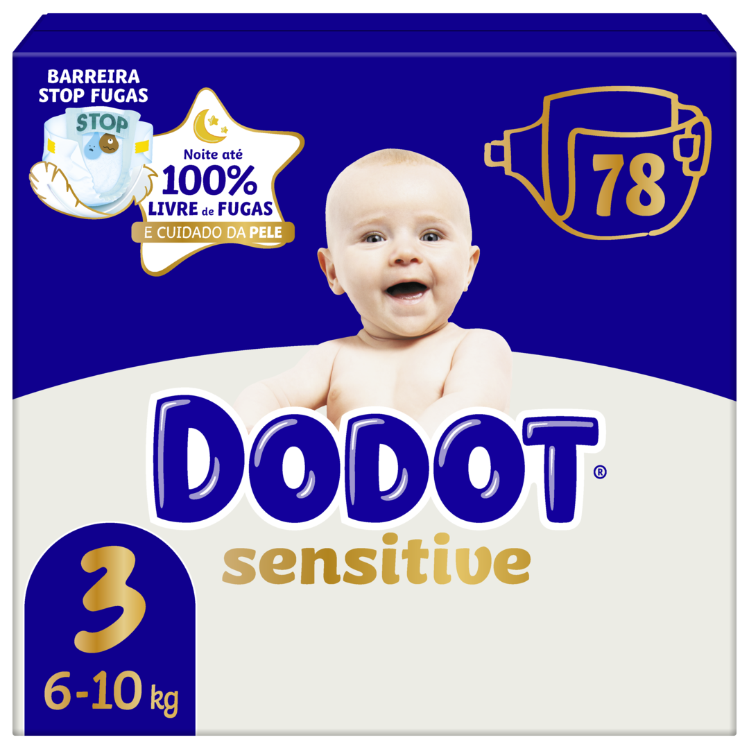 Fraldas Sensitive 6-10kg T3 Dodot 78 un